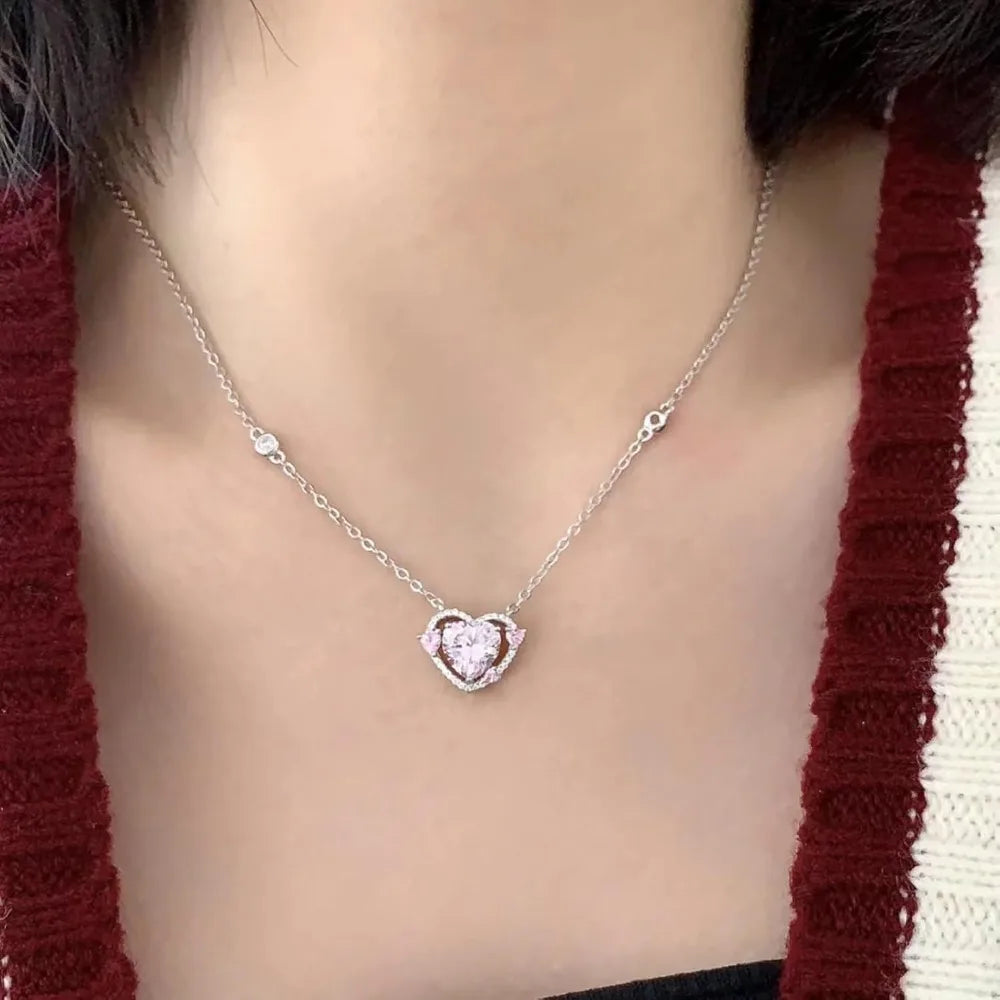 Pink Heart Necklace (.925)