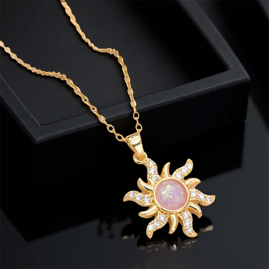 Pink Sun Necklace (14k Gold)
