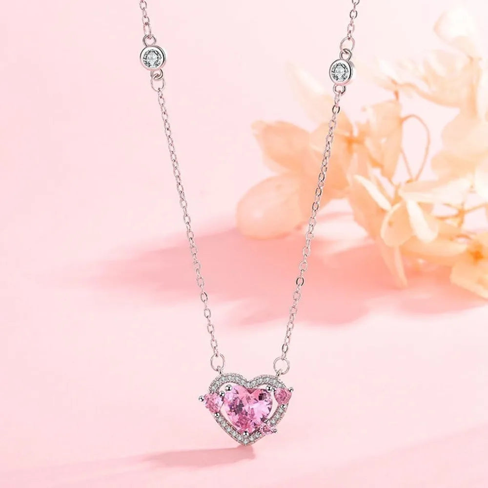 Pink Heart Necklace (.925)
